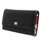 Dolce & Gabbana Black Leather Logo Plaque Trifold Card Holder Wallet