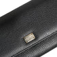 Dolce & Gabbana Black Leather Logo Plaque Trifold Card Holder Wallet