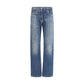 Prada Blue Cotton Straight-Leg Jeans