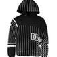 Dolce & Gabbana Black Stripes Hooded Men Sweatshirt Sweater