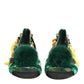 Dolce & Gabbana Green Mink Fur Satin Banana Leaf Sandals Shoes