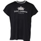 Dolce & Gabbana Dark Blue Venezia Crown Cotton Crew Neck T-shirt