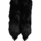 Dolce & Gabbana Black Faux Fur Pointed Knee High Stiletto Boots Shoes
