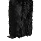 Dolce & Gabbana Black Faux Fur Pointed Knee High Stiletto Boots Shoes