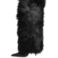 Dolce & Gabbana Black Faux Fur Pointed Knee High Stiletto Boots Shoes