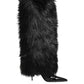 Dolce & Gabbana Black Faux Fur Pointed Knee High Stiletto Boots Shoes