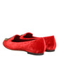 Dolce & Gabbana Red Velvet DG Heart Loafers Flats Shoes