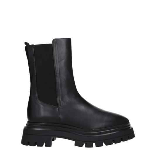 Stuart Weitzman Black Leather Ankle Boots