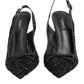 Dolce & Gabbana Black Tulle Ricamo Heels Slingbacks Shoes