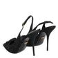 Dolce & Gabbana Black Tulle Ricamo Heels Slingbacks Shoes