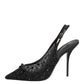 Dolce & Gabbana Black Tulle Ricamo Heels Slingbacks Shoes