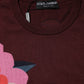 Dolce & Gabbana Maroon Floral Silk Crew Neck Blouse Top
