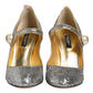 Dolce & Gabbana Silver Glitter Mink Fur VALLY Pumps Shoes