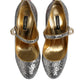 Dolce & Gabbana Silver Glitter Mink Fur VALLY Pumps Shoes