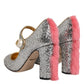 Dolce & Gabbana Silver Glitter Mink Fur VALLY Pumps Shoes