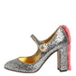 Dolce & Gabbana Silver Glitter Mink Fur VALLY Pumps Shoes