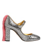 Dolce & Gabbana Silver Glitter Mink Fur VALLY Pumps Shoes