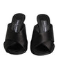 Dolce & Gabbana Black Logo KEIRA Satin Slides Sandals Shoes