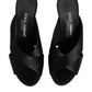 Dolce & Gabbana Black Logo KEIRA Satin Slides Sandals Shoes