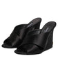 Dolce & Gabbana Black Logo KEIRA Satin Slides Sandals Shoes
