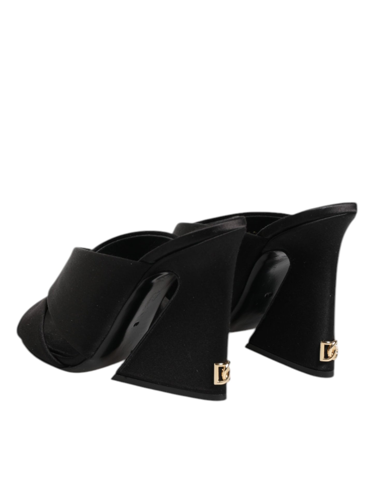 Dolce & Gabbana Black Logo KEIRA Satin Slides Sandals Shoes