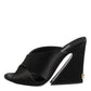 Dolce & Gabbana Black Logo KEIRA Satin Slides Sandals Shoes