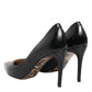 Dolce & Gabbana Black Calf Leather Stiletto Heels Pumps Shoes