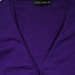 Dolce & Gabbana Purple Wool Knit V-neck Cardigan Sweater