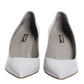 Dolce & Gabbana Light Gray Leather Kitten Heels Pumps Shoes