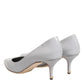 Dolce & Gabbana Light Gray Leather Kitten Heels Pumps Shoes