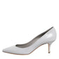 Dolce & Gabbana Light Gray Leather Kitten Heels Pumps Shoes