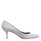 Dolce & Gabbana Light Gray Leather Kitten Heels Pumps Shoes