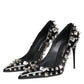 Dolce & Gabbana Black Crystals Studs Stiletto Pumps Shoes