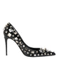 Dolce & Gabbana Black Crystals Studs Stiletto Pumps Shoes