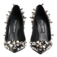 Dolce & Gabbana Black Crystals Studs Stiletto Pumps Shoes