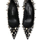 Dolce & Gabbana Black Crystals Studs Stiletto Pumps Shoes