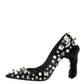 Dolce & Gabbana Black Crystals Studs Stiletto Pumps Shoes