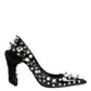 Dolce & Gabbana Black Crystals Studs Stiletto Pumps Shoes