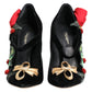 Dolce & Gabbana Black Roses Crystal Brooch Mary Jane Shoes