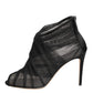 Dolce & Gabbana Black Mesh Stiletto Heels Ankle Boots Shoes