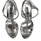 Dolce & Gabbana Silver Leather T-strap Heels Sandals Shoes