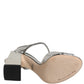 Dolce & Gabbana Silver Leather T-strap Heels Sandals Shoes