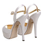 Dolce & Gabbana White Satin Platform Heels Sandals Shoes
