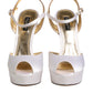 Dolce & Gabbana White Satin Platform Heels Sandals Shoes