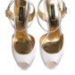 Dolce & Gabbana White Satin Platform Heels Sandals Shoes