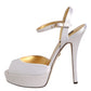 Dolce & Gabbana White Satin Platform Heels Sandals Shoes
