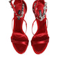Dolce & Gabbana Red Satin Crystals Keira Sandals Heels Shoes