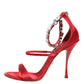 Dolce & Gabbana Red Satin Crystals Keira Sandals Heels Shoes