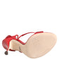 Dolce & Gabbana Red Satin Crystals Keira Sandals Heels Shoes