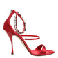 Dolce & Gabbana Red Satin Crystals Keira Sandals Heels Shoes